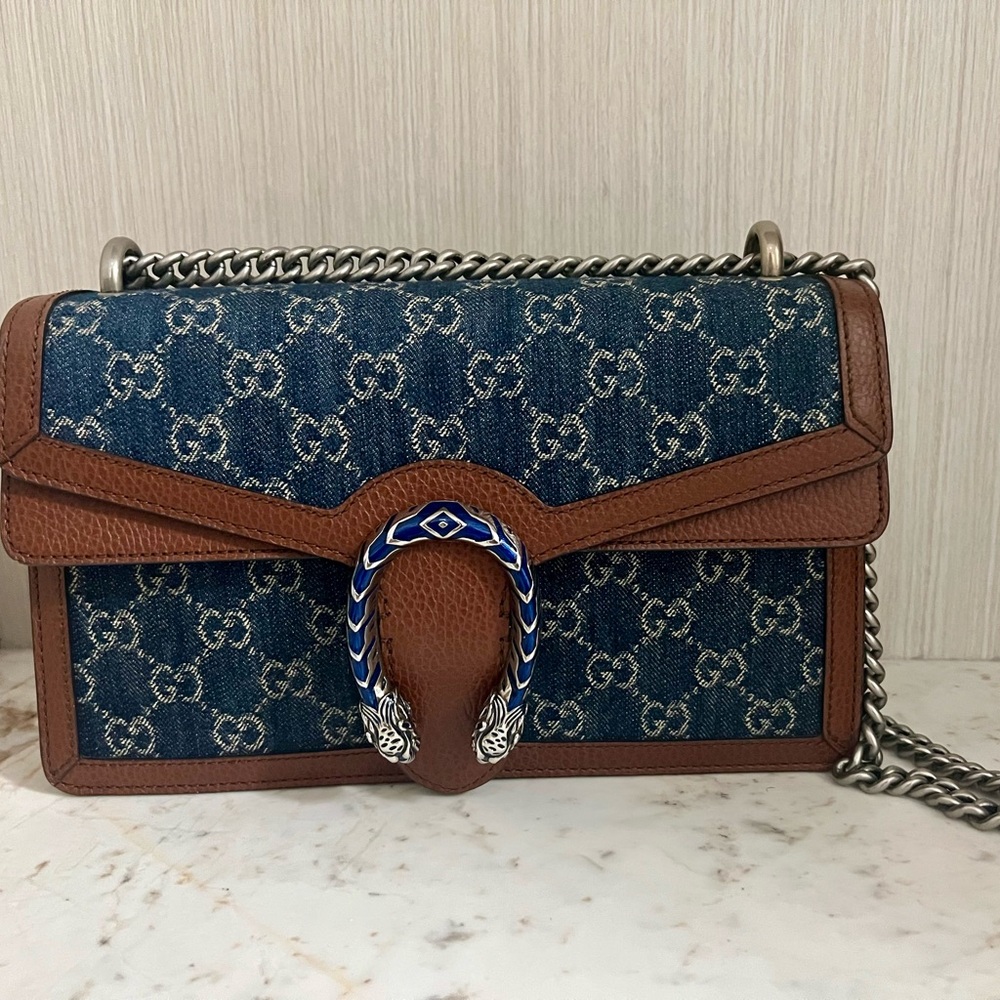 Gucci Denim and Brown Crossbody Bag